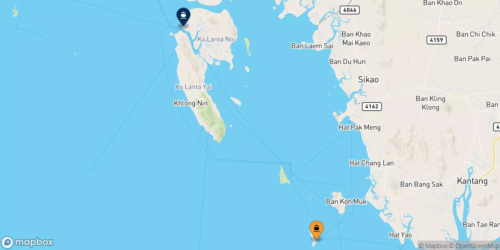 Ferries from Koh Kradan Beach to Koh Lanta (Saladan Pier)