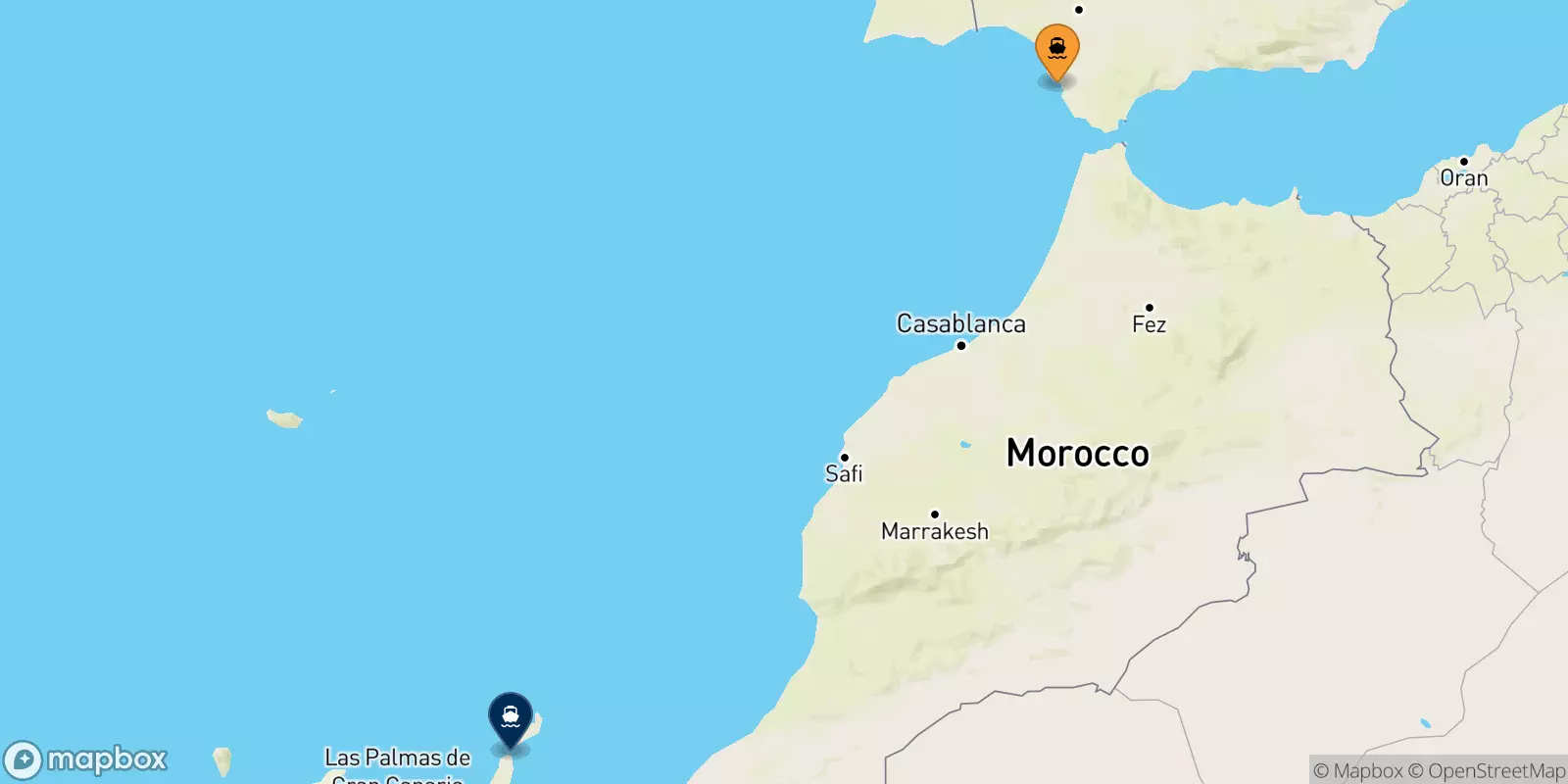 Ferries from Cadiz to Corralejo (Fuerteventura)